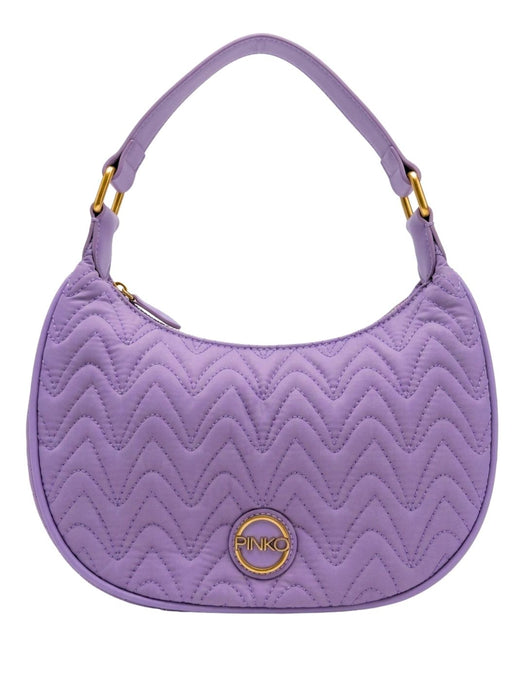 Pinko Women's Lilac Nufar Chevron Quilted Nylon Hobo Bag-10x6.5x2.5 IN