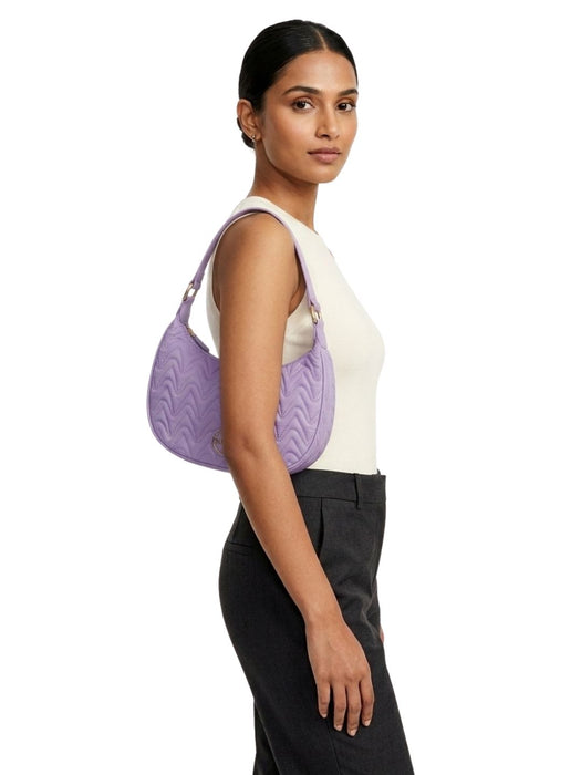 Pinko Women's Lilac Nufar Chevron Quilted Nylon Hobo Bag-10x6.5x2.5 IN