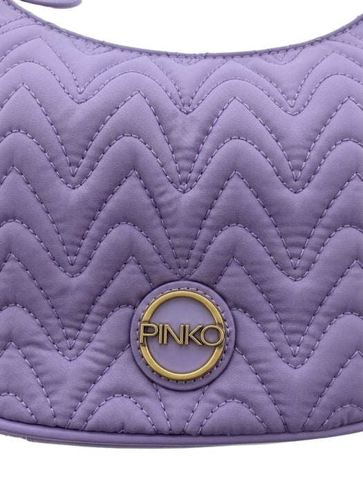 Pinko Women's Lilac Nufar Chevron Quilted Nylon Hobo Bag-10x6.5x2.5 IN