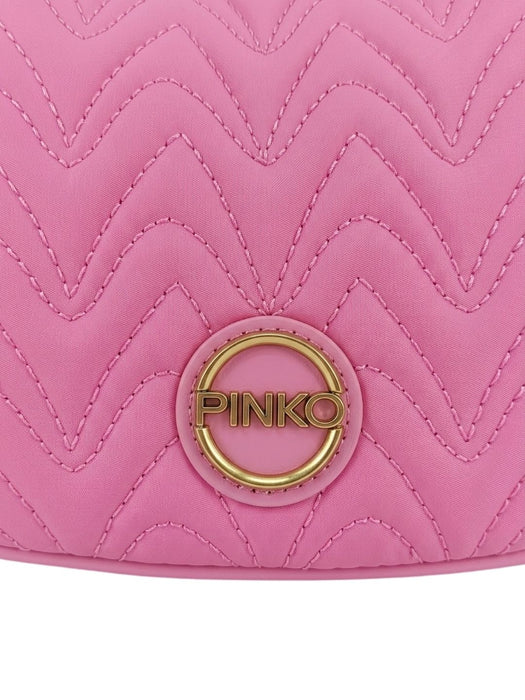 Pinko Women's Fluo Pink Nufar Quilted Nylon Hobo Bag-10x6.5x2.5 IN