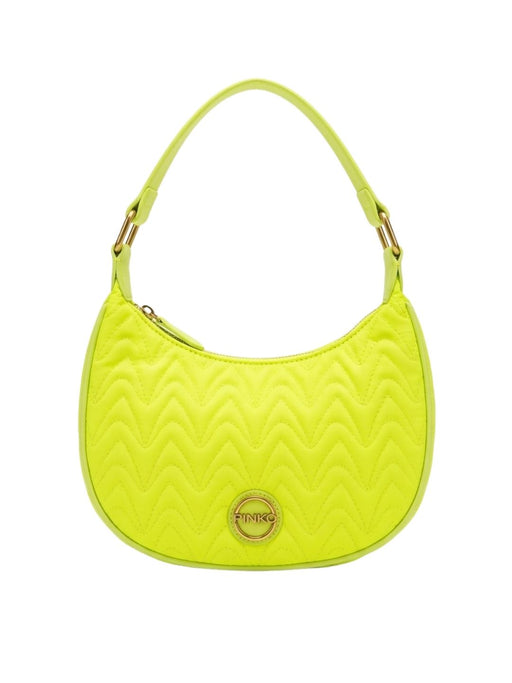 Pinko Women's Fluo Yellow Nufar Quilted Nylon Hobo Bag-10x6.5x2.5 IN