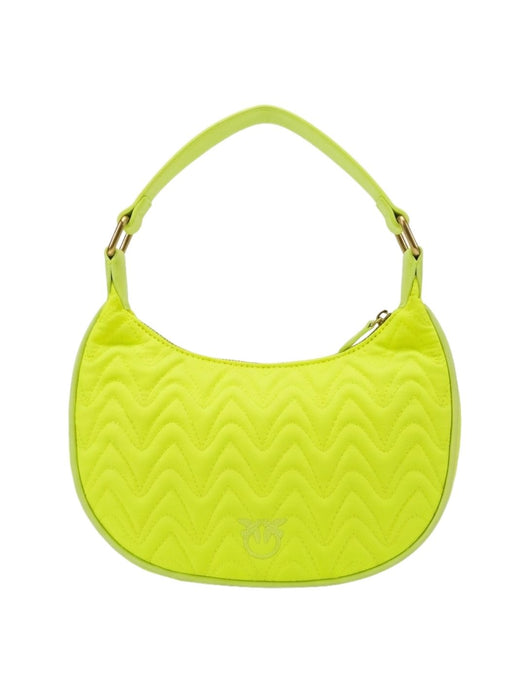 Pinko Women's Fluo Yellow Nufar Quilted Nylon Hobo Bag-10x6.5x2.5 IN