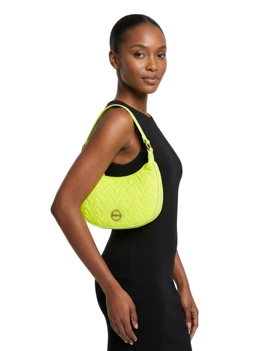 Pinko Women's Fluo Yellow Nufar Quilted Nylon Hobo Bag-10x6.5x2.5 IN