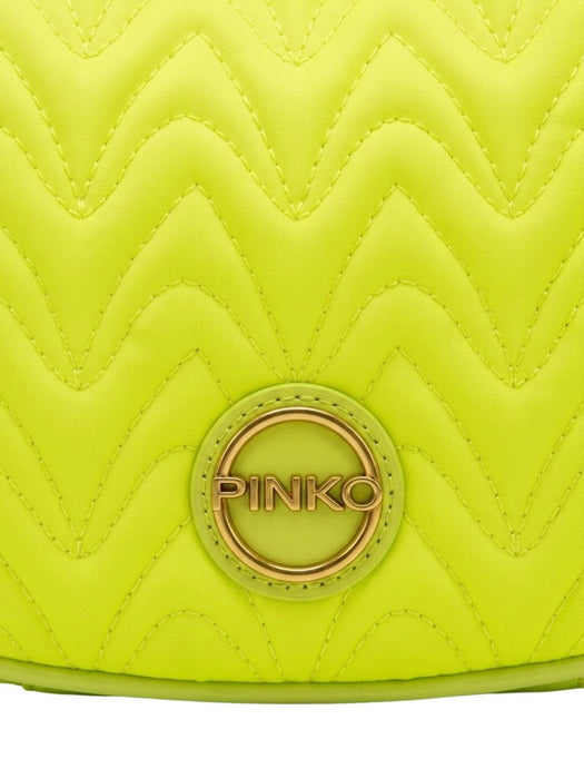 Pinko Women's Fluo Yellow Nufar Quilted Nylon Hobo Bag-10x6.5x2.5 IN