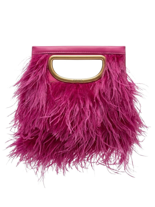 Pinko Women's Fluo Pink Square Plume Feathered Clutch-
