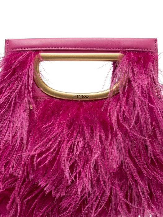 Pinko Women's Fluo Pink Square Plume Feathered Clutch-