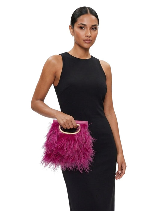 Pinko Women's Fluo Pink Square Plume Feathered Clutch-