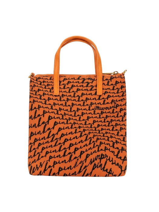 Pinko Women's Orange Mini Shopper Logo Print Tote Bag