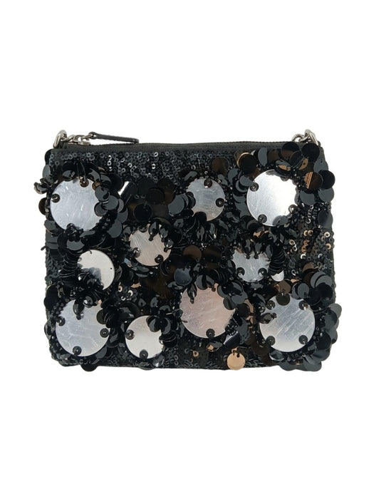 Pinko Women's Black Silver Mirror Floral Embellished Shoulder Bag