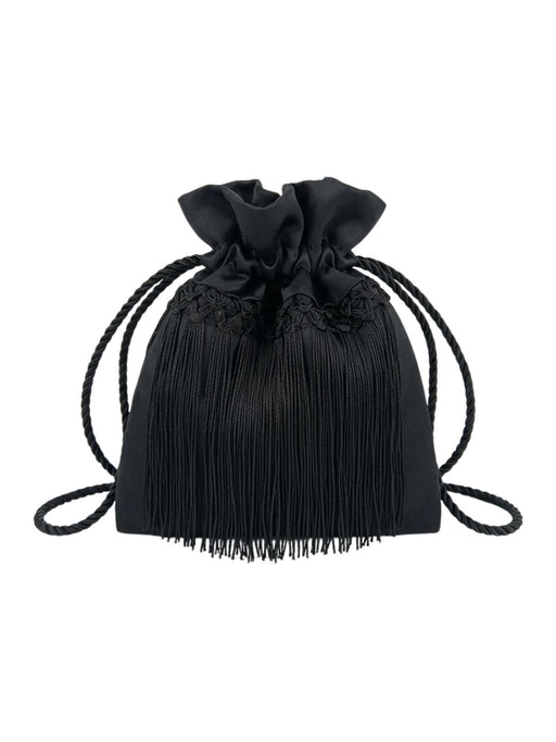 Pinko Women's Black Hokkano Fringe Drawstring Bucket Bag
