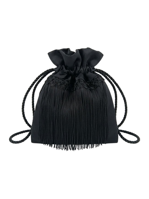 Pinko Women's Black Hokkano Fringe Drawstring Bucket Bag