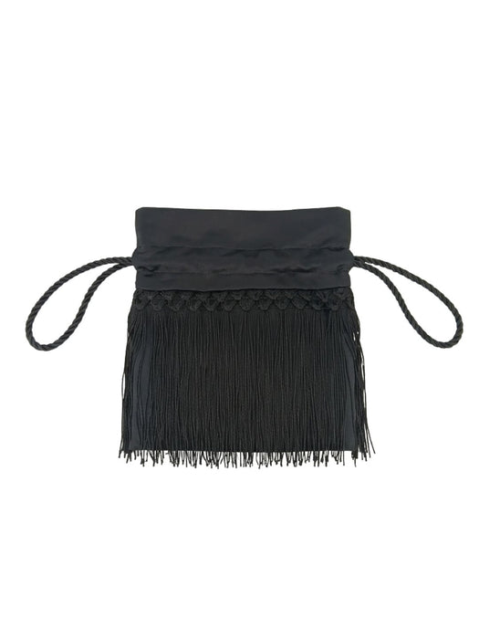 Pinko Women's Black Hokkano Fringe Drawstring Bucket Bag