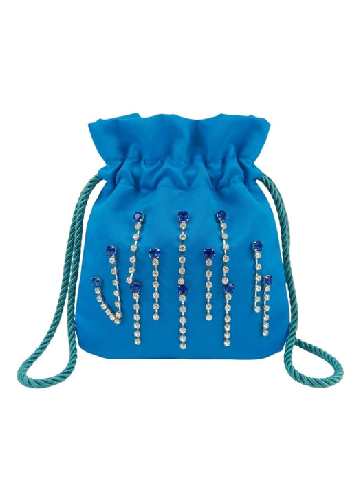 Pinko Women's Blue Hokkano Logo Studded Drawstring Bag