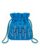Pinko Women's Blue Hokkano Logo Studded Drawstring Bag