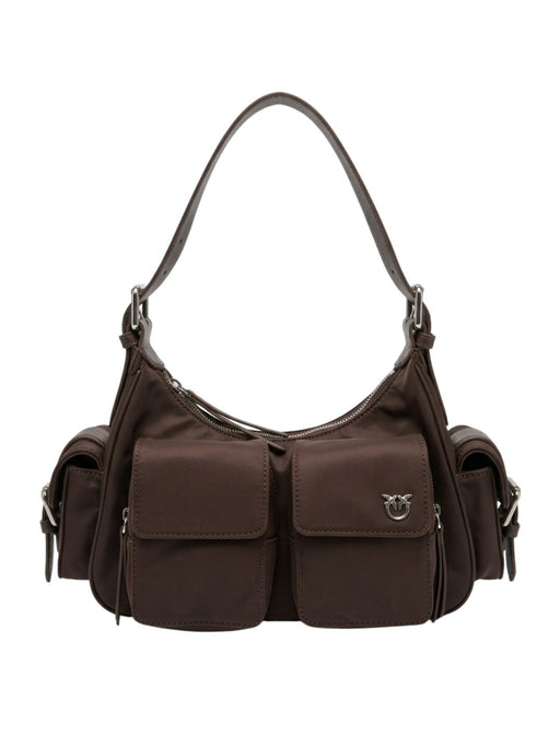 Pinko Women's Chocolate Cargo Nylon Shoulder Bag-12x8x4 IN