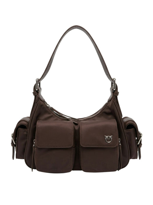 Pinko Women's Chocolate Cargo Nylon Shoulder Bag-12x8x4 IN