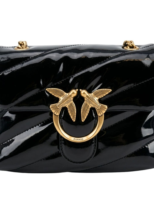 Pinko Women's Black Love Puff Patent Quilted Shoulder Bag