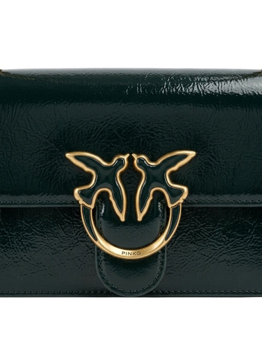 Pinko Women's Black Love One Mini Glossy Top Handle Bag-8x6x3 IN
