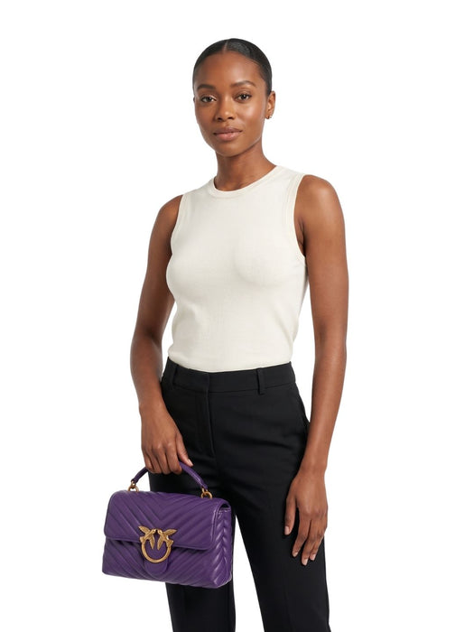 Pinko Women's Purple Love Lady Quilted Leather Top Handle Bag-