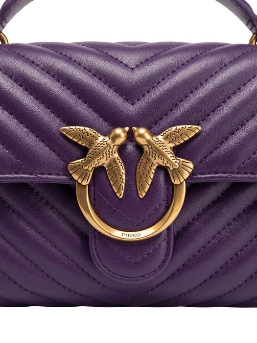 Pinko Women's Purple Love Lady Quilted Leather Top Handle Bag-