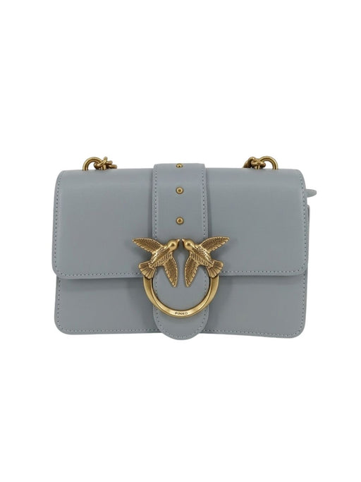 Pinko Women's Grey Love Mini Icon Leather Shoulder Bag