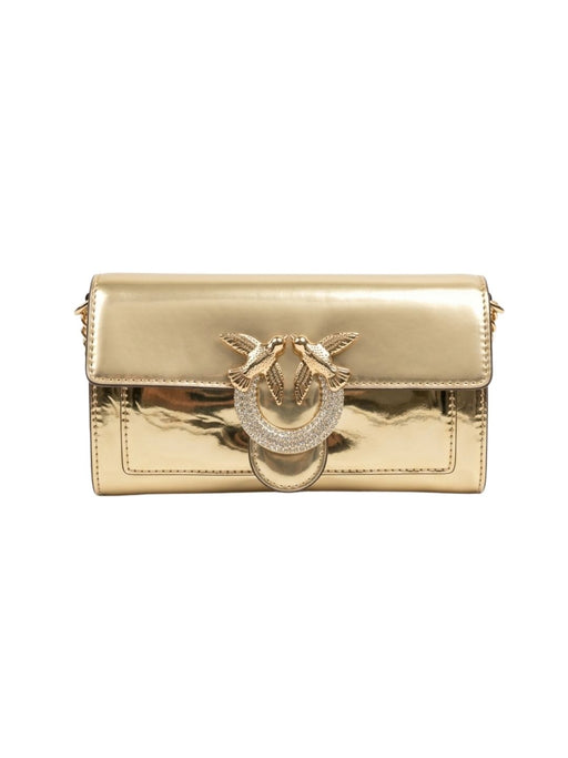 Pinko Women's Gold Love One Metallic Leather Shoulder Bag
