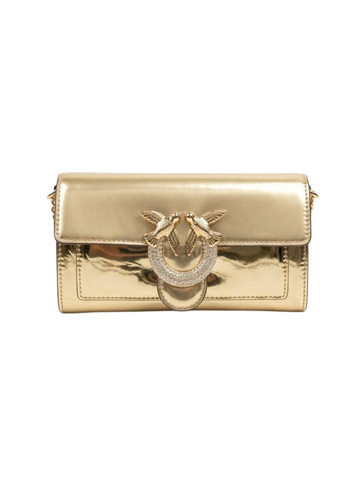 Pinko Women's Gold Love One Metallic Leather Shoulder Bag