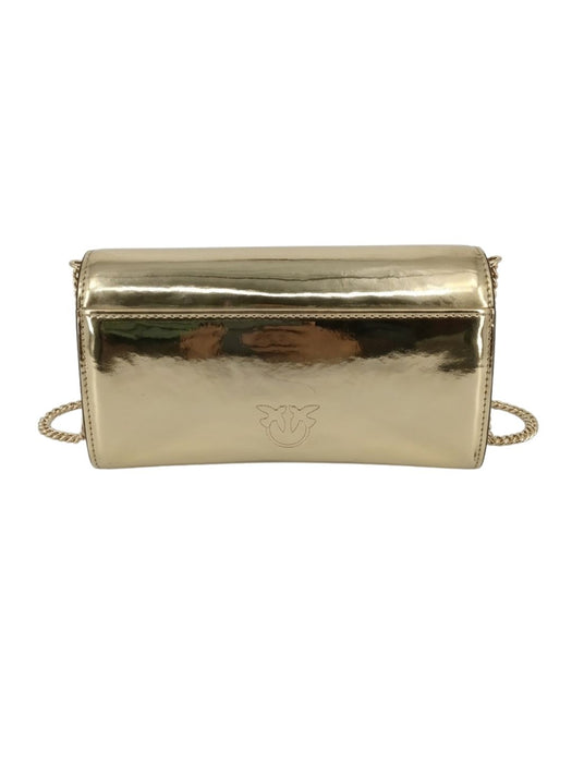 Pinko Women's Gold Love One Metallic Leather Shoulder Bag