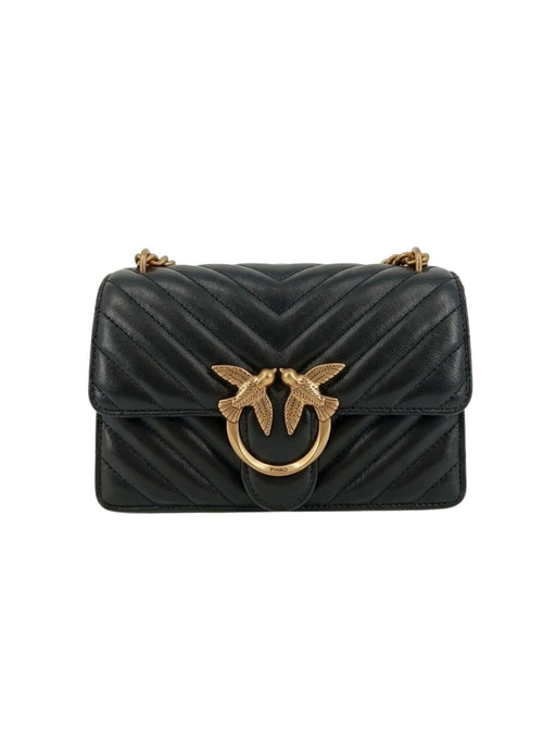 Pinko Women's Black Love One Mini Quilted Leather Shoulder Bag
