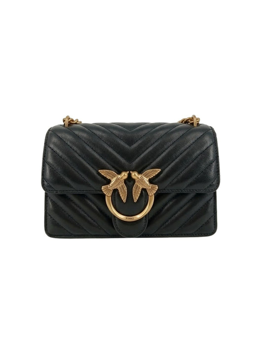 Pinko Women's Black Love One Mini Quilted Leather Shoulder Bag