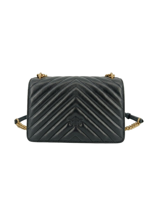 Pinko Women's Black Love One Mini Quilted Leather Shoulder Bag