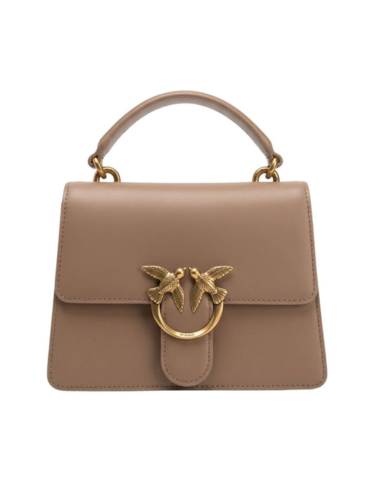Pinko Women's Beige Love One Leather Top Handle Bag