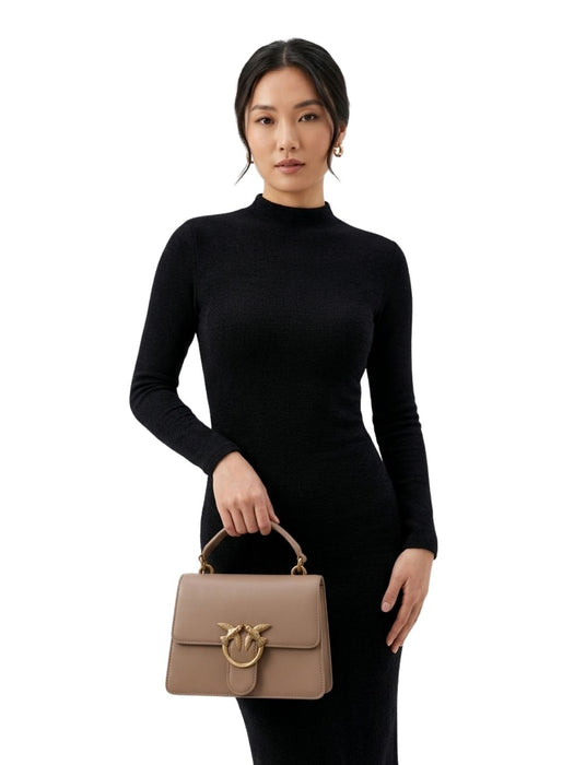 Pinko Women's Beige Love One Leather Top Handle Bag
