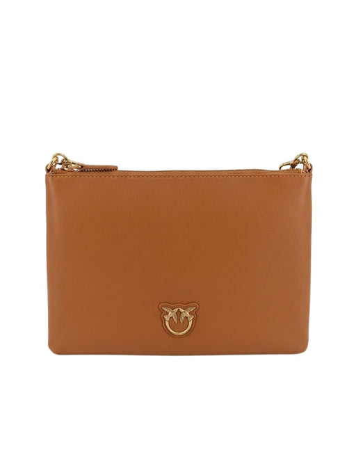 Pinko Women's Tan Flat Classic Leather Crossbody Bag