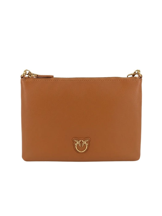 Pinko Women's Tan Flat Classic Leather Crossbody Bag