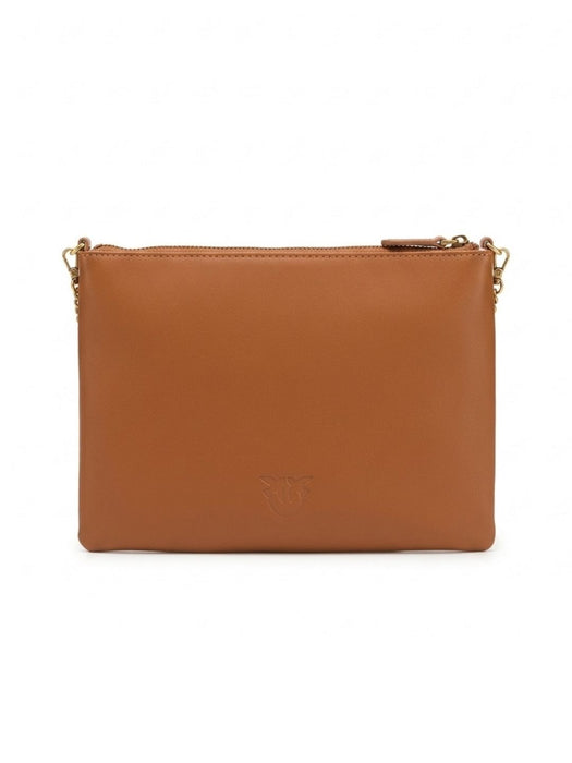 Pinko Women's Tan Flat Classic Leather Crossbody Bag