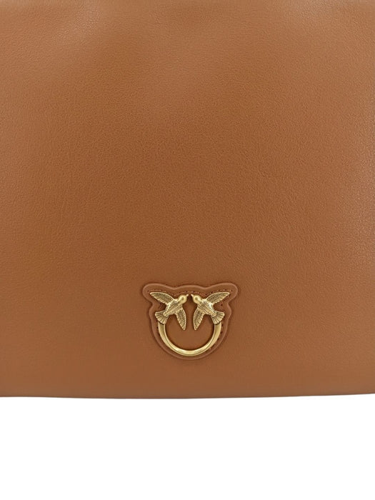 Pinko Women's Tan Flat Classic Leather Crossbody Bag
