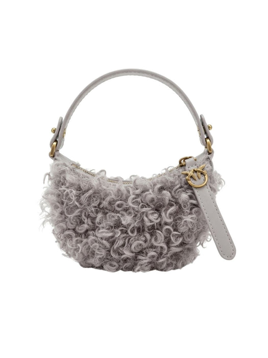 Pinko Women's Grey Half Moon Textured Shoulder Bag