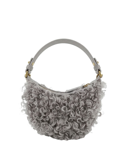 Pinko Women's Grey Half Moon Textured Shoulder Bag