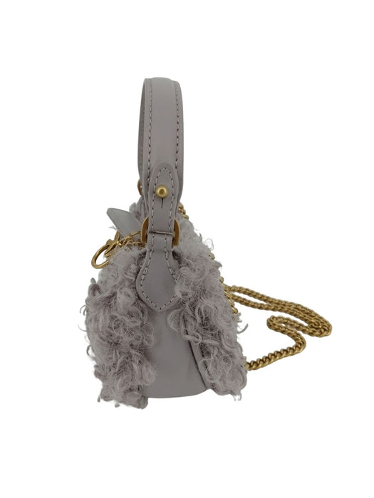 Pinko Women's Grey Half Moon Textured Shoulder Bag