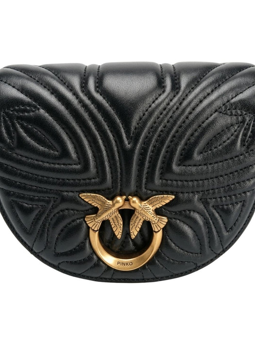 Pinko Women's Black Love Round Click Quilted Shoulder Bag