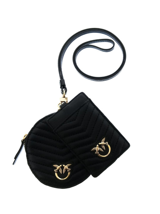 Pinko Women's Black Quilted Leather Mini Crossbody Bag Set