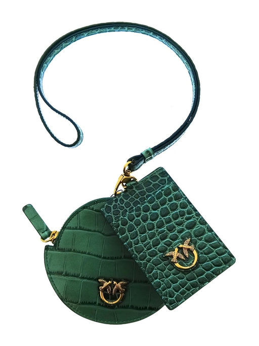 Pinko Women's Green Quilted Leather Mini Crossbody Bag Set