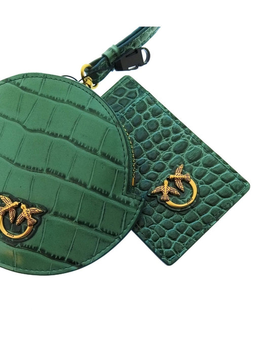 Pinko Women's Green Quilted Leather Mini Crossbody Bag Set
