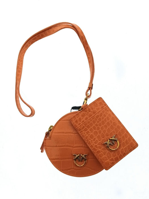 Pinko Women's Orange Quilted Leather Mini Crossbody Bag Set
