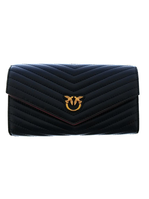 Pinko Women's Black Chevron Quilted Continental Wallet
