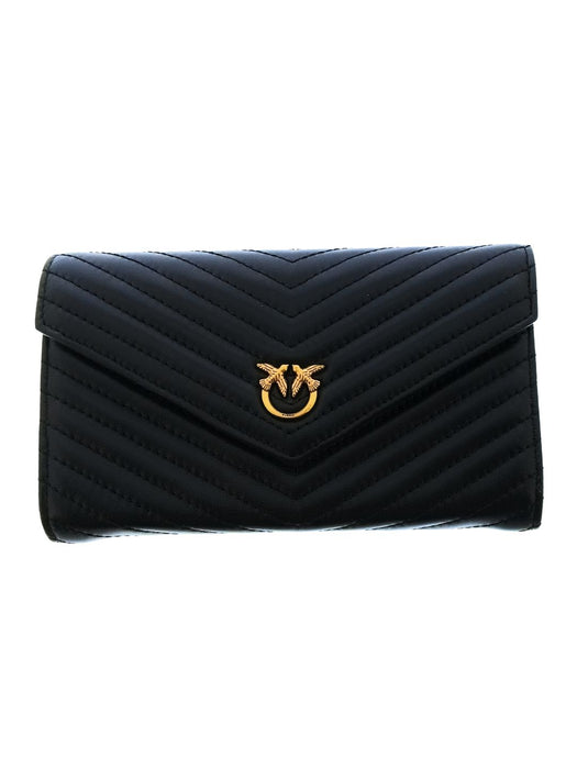 Pinko Women's Black Chevron Quilted Flap Wallet