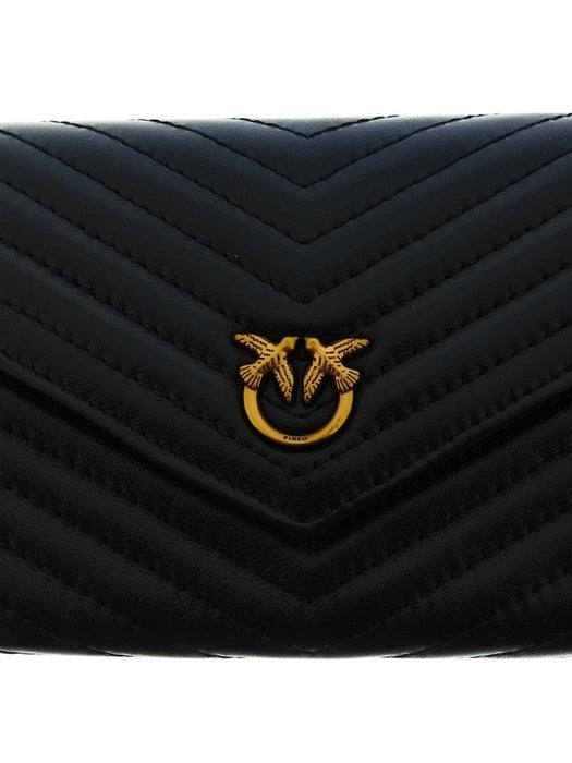 Pinko Women's Black Chevron Quilted Flap Wallet