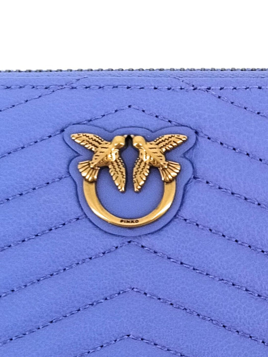 Pinko Women's Periwinkle Chevron Quilted Compact Zip Wallet
