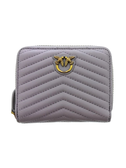 Pinko Women's Gray Chevron Quilted Compact Zip Wallet